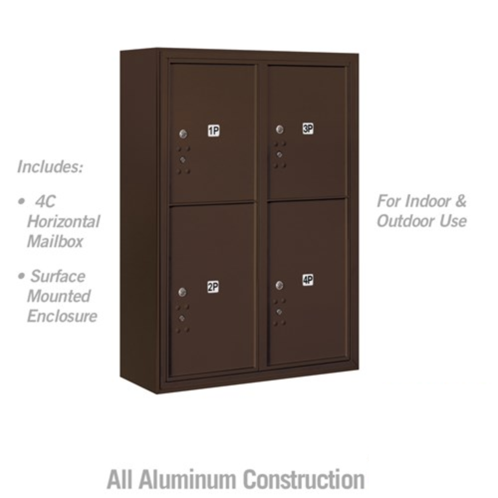 Salsbury 11 Door High Surface Mounted 4C Horizontal Parcel Locker | 4 Parcel Lockers with Private Access