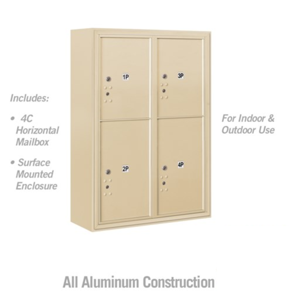 Salsbury 11 Door High Surface Mounted 4C Horizontal Parcel Locker | 4 Parcel Lockers with Private Access
