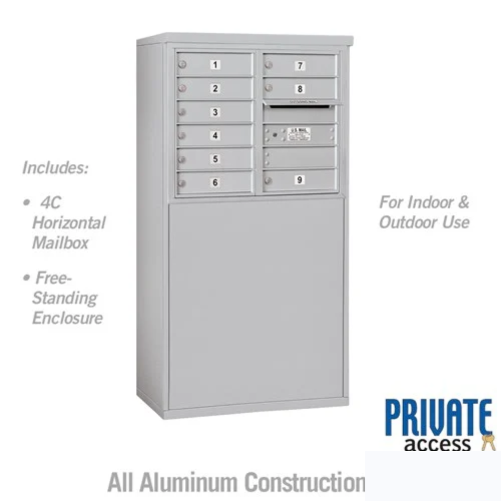 Salsbury 6 Door High Free-Standing 4C Horizontal Mailbox | 9 Doors with Private Access