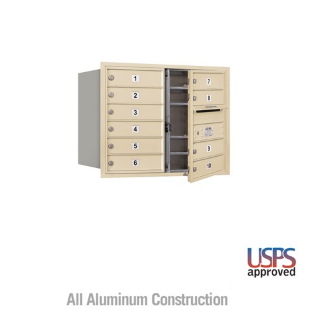 Salsbury 6 Door High Recessed Mounted 4C Horizontal Mailbox | 10 Doors with USPS Access - Front Loading