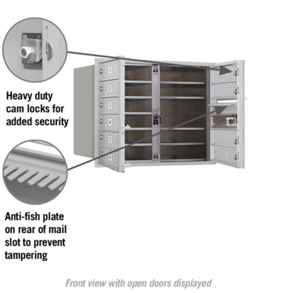 Salsbury 6 Door High Recessed Mounted 4C Horizontal Mailbox | 10 Doors with USPS Access - Front Loading