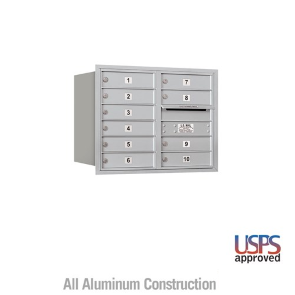 Salsbury 6 Door High Recessed Mounted 4C Horizontal Mailbox | 10 Doors with USPS Access - Rear Loading