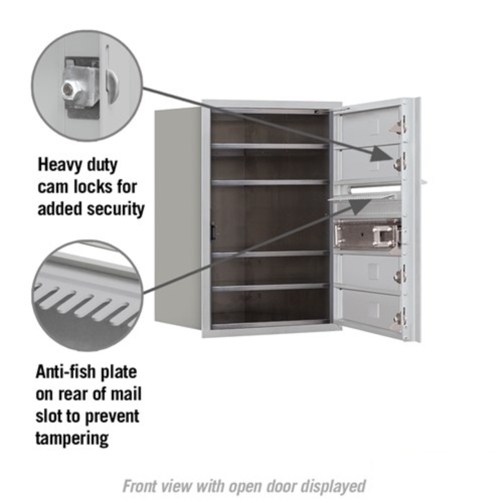 Salsbury 6 Door High Recessed Mounted 4C Horizontal Mailbox | 4 Doors with USPS Access - Front Loading