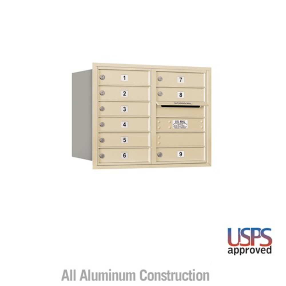 Salsbury 6 Door High Recessed Mounted 4C Horizontal Mailbox | 9 Doors with USPS Access - Rear Loading