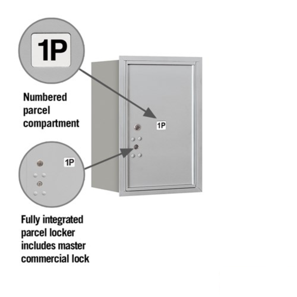 Salsbury 6 Door High Recessed Mounted 4C Horizontal Parcel Locker | 1 Parcel Locker with USPS Access - Rear Loading
