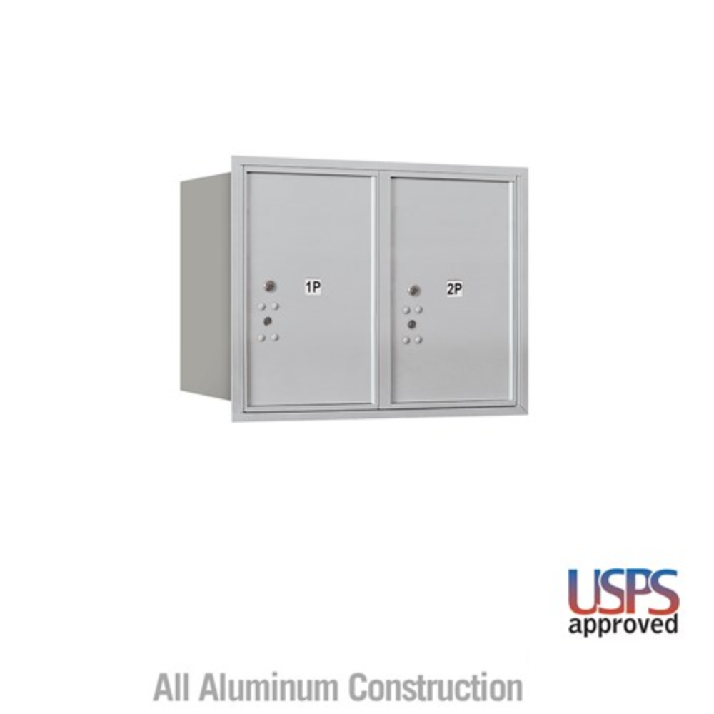 Salsbury 6 Door High Recessed Mounted 4C Horizontal Parcel Locker | 2 Parcel Lockers with USPS Access - Rear Loading