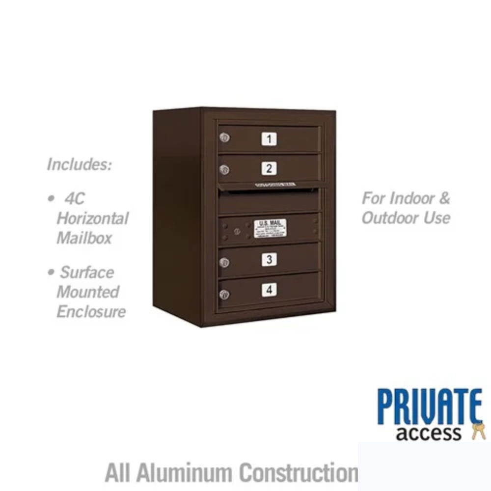 Salsbury 6 Door High Surface Mounted 4C Horizontal Mailbox | 4 Doors with Private Access