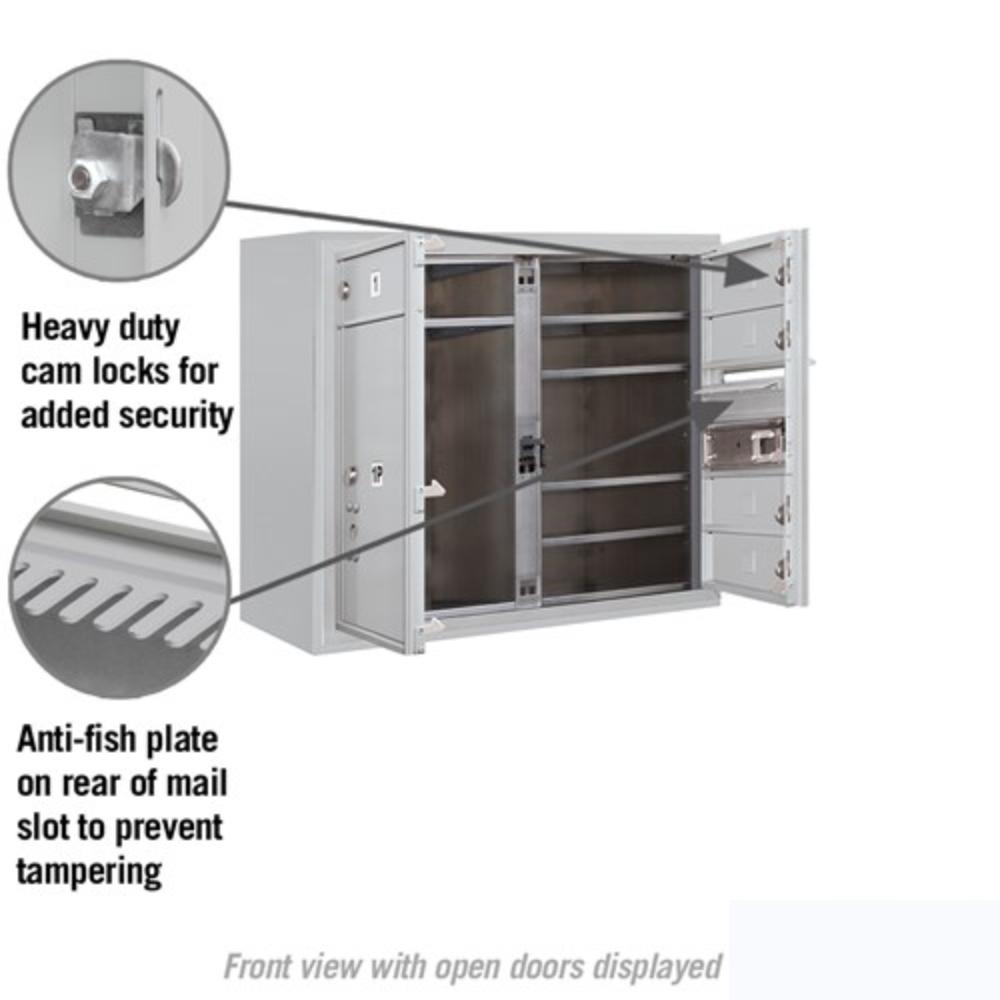 Salsbury 6 Door High Surface Mounted 4C Horizontal Mailbox | 5 Doors and 1 Parcel Locker with Private Access
