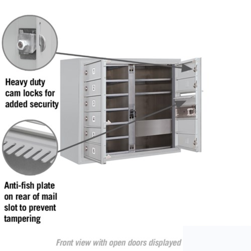 Salsbury 6 Door High Surface Mounted 4C Horizontal Mailbox | 9 Doors with Private Access