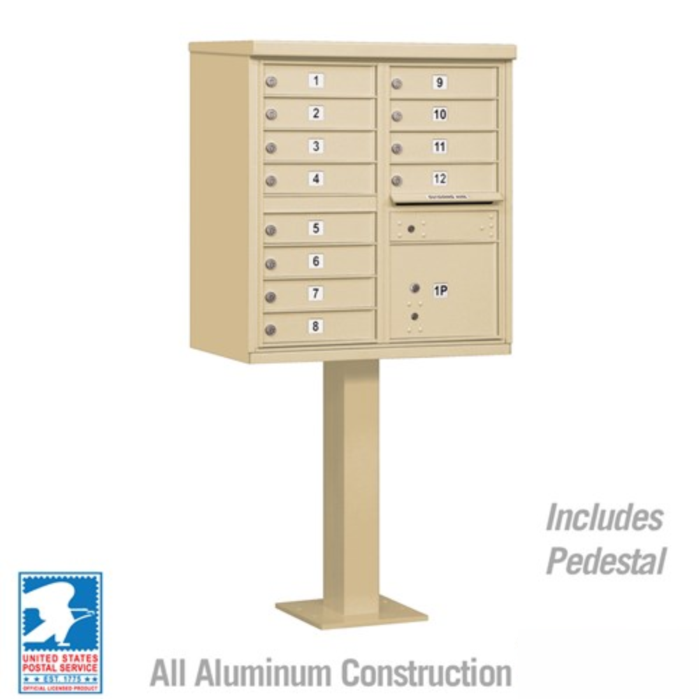 Salsbury Cluster Box Unit | 12 Doors and 1 Parcel Locker with USPS Access – Type 2
