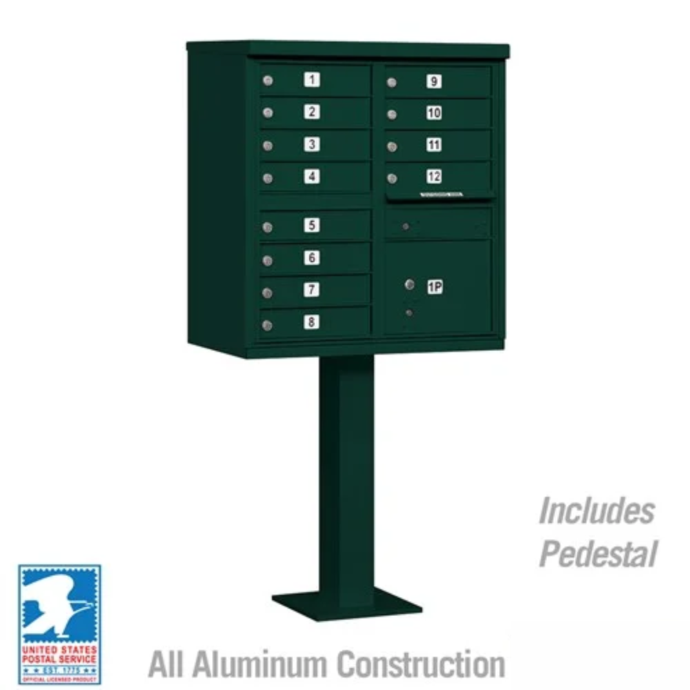 Salsbury Cluster Box Unit | 12 Doors and 1 Parcel Locker with USPS Access – Type 2