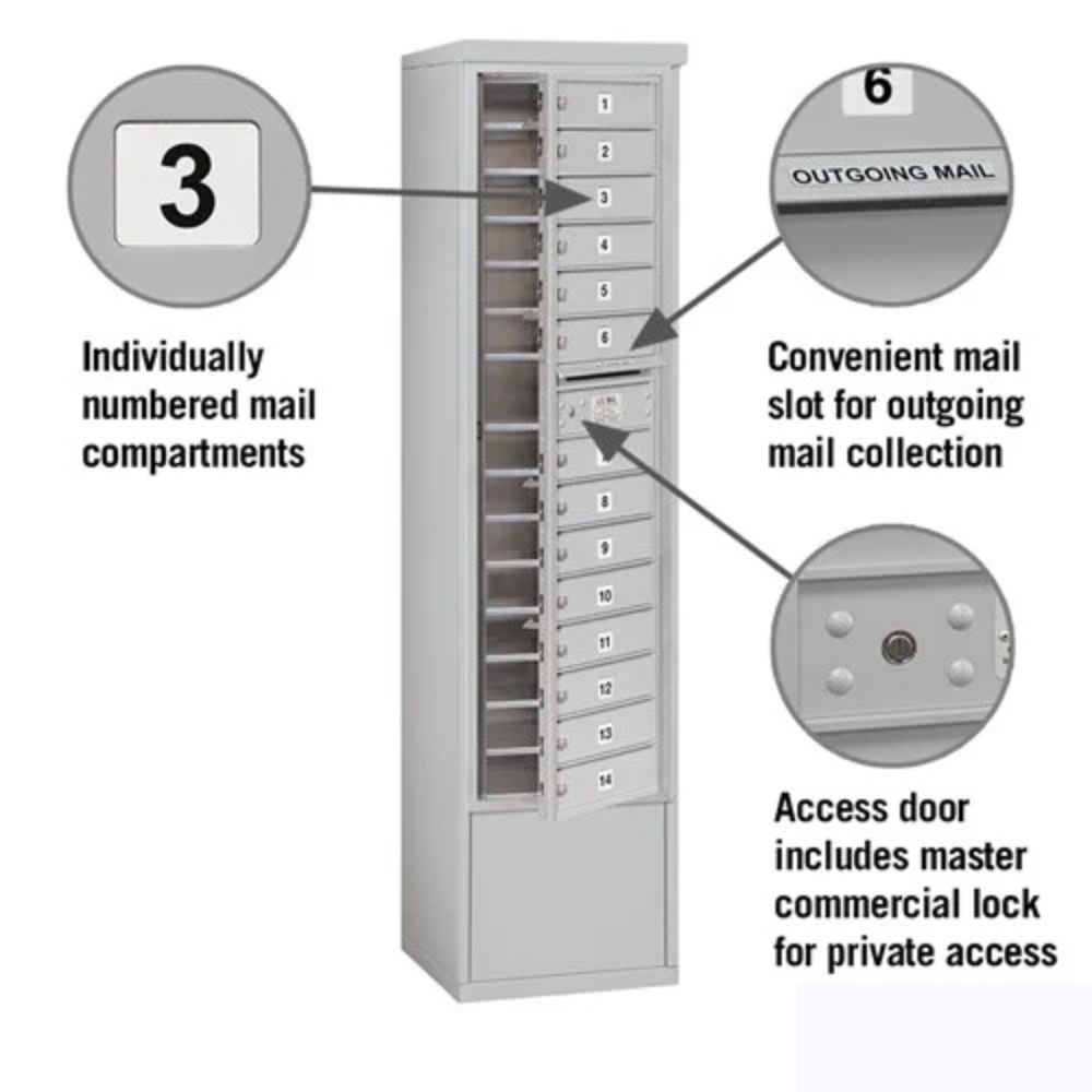 Salsbury Maximum Height Free-Standing 4C Horizontal Mailbox | 14 Doors with Private Access