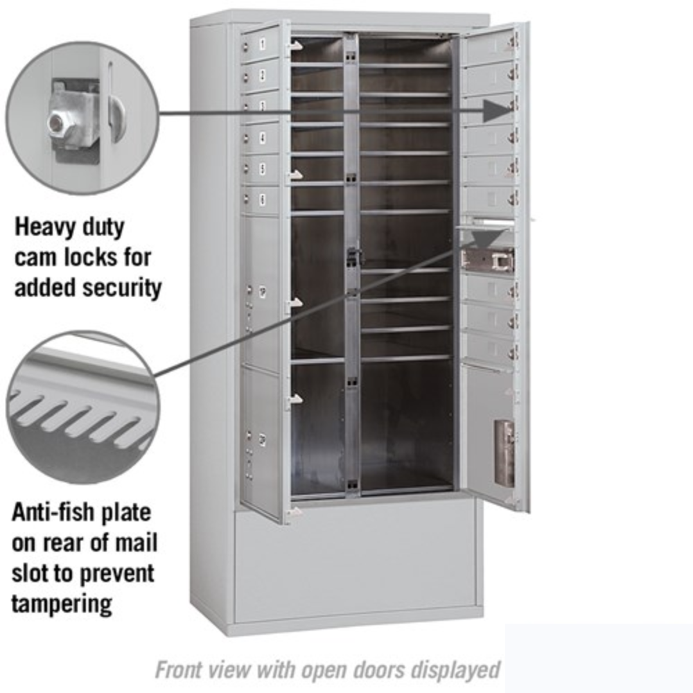 Salsbury Maximum Height Free-Standing 4C Horizontal Mailbox | 15 Doors and 3 Parcel Lockers with Private Access