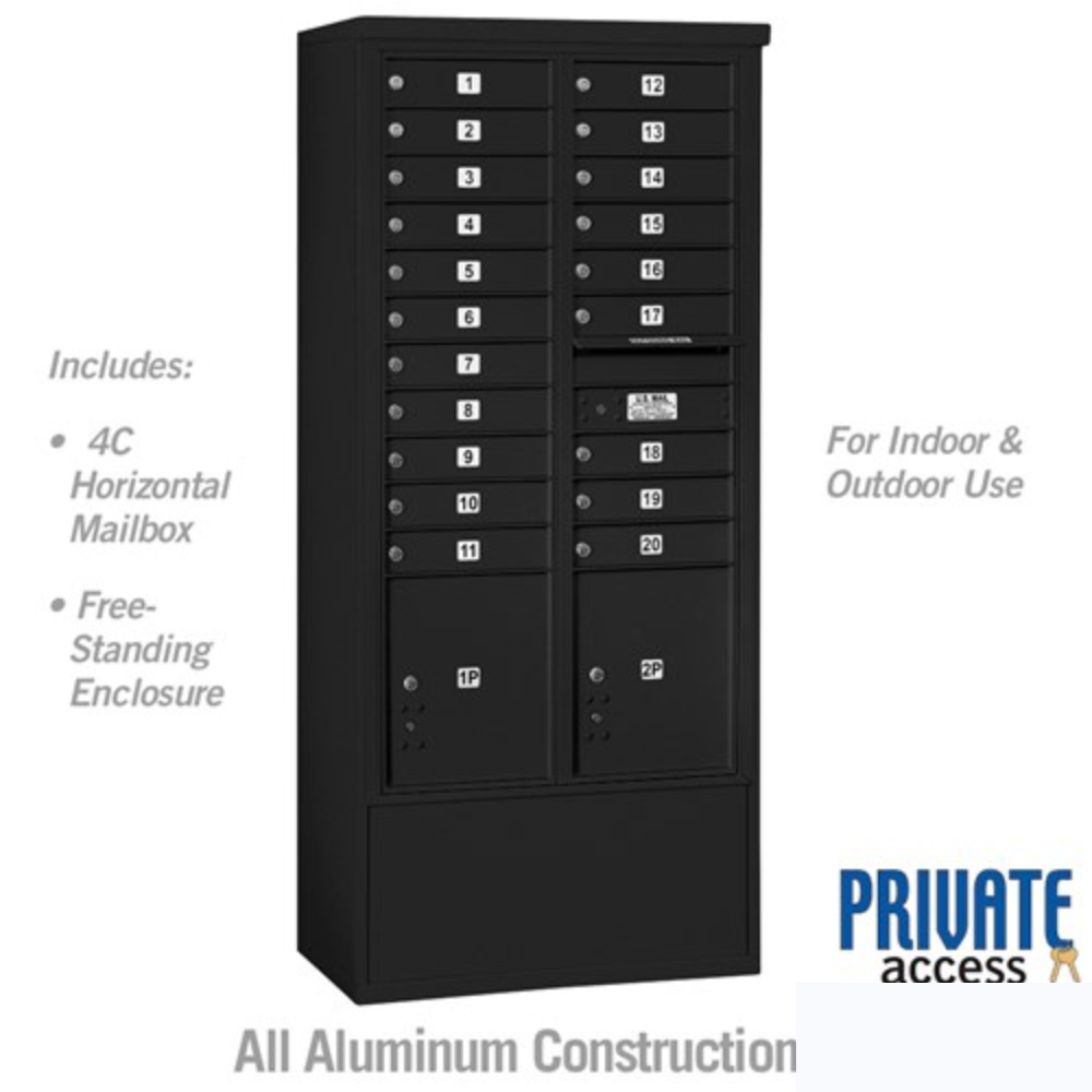 Salsbury Maximum Height Free-Standing 4C Horizontal Mailbox | 20 Doors and 2 Parcel Lockers with Private Access