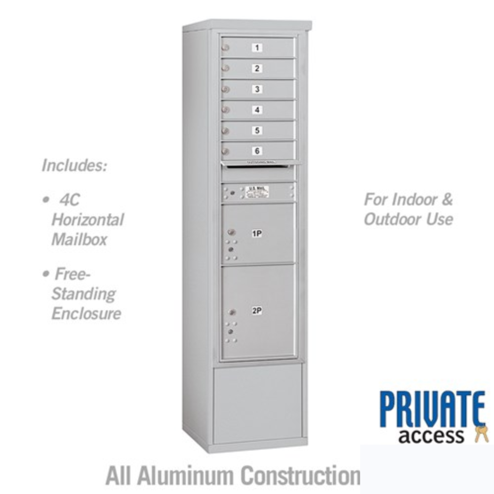 Salsbury Maximum Height Free-Standing 4C Horizontal Mailbox | 6 Doors and 2 Parcel Lockers with Private Access