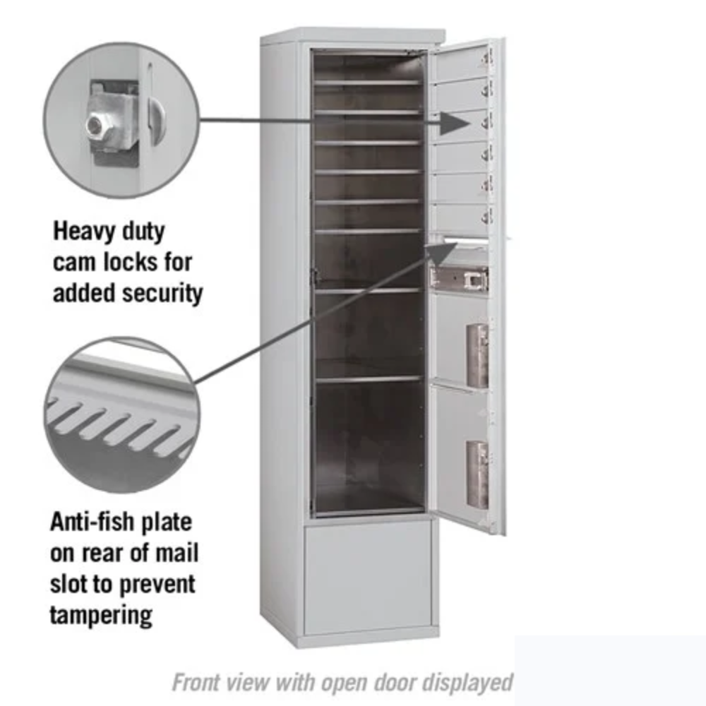 Salsbury Maximum Height Free-Standing 4C Horizontal Mailbox | 6 Doors and 2 Parcel Lockers with Private Access