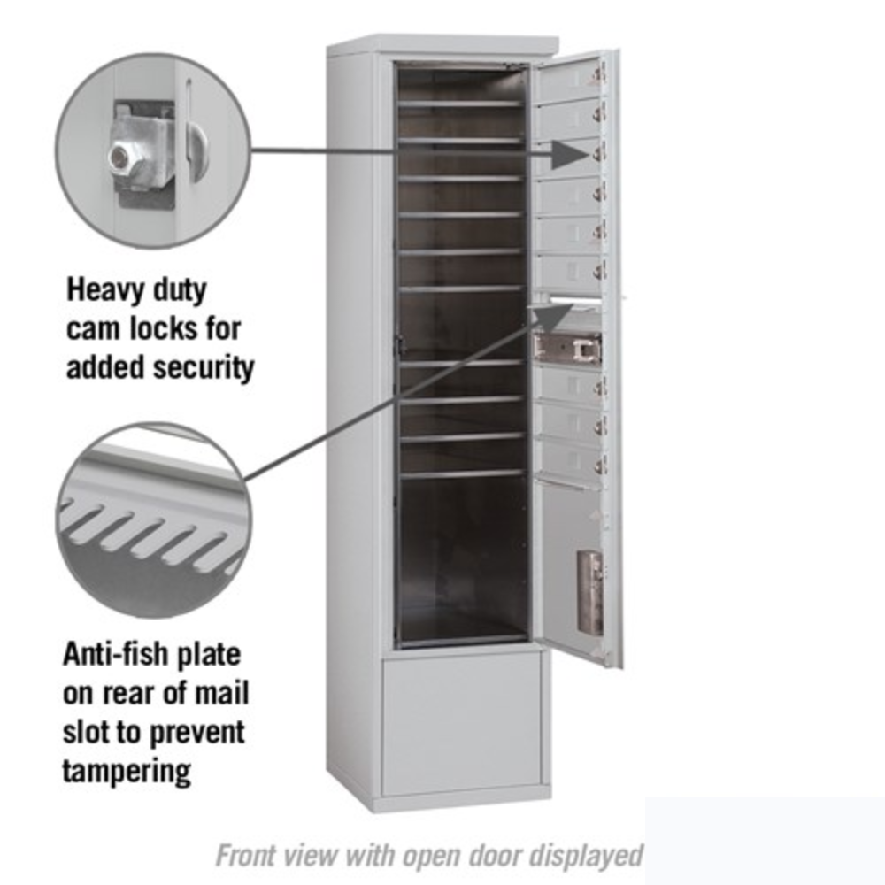 Salsbury Maximum Height Free-Standing 4C Horizontal Mailbox | 9 Doors and 1 Parcel Locker with Private Access