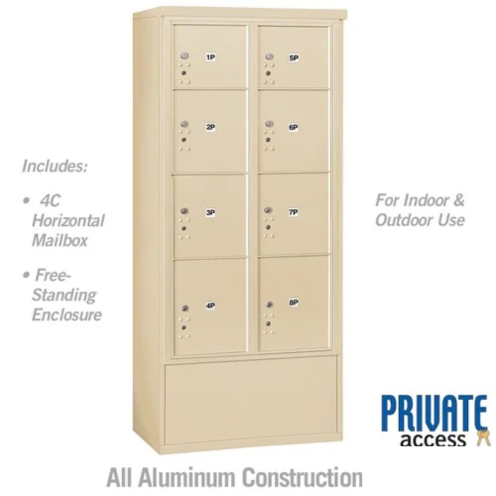Salsbury Maximum Height Free-Standing 4C Horizontal Parcel Locker | 8 Parcel Lockers with Private Access