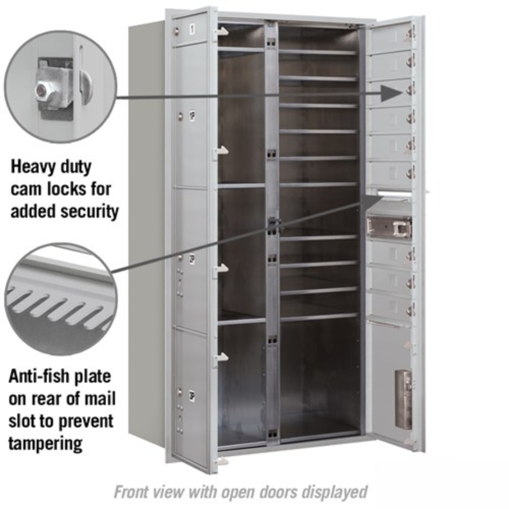 Salsbury Maximum Height Recessed Mounted 4C Horizontal Mailbox | 10 Doors and 4 Parcel Lockers with USPS Access - Front Loading