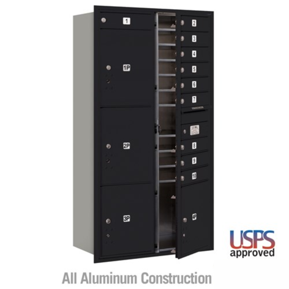 Salsbury Maximum Height Recessed Mounted 4C Horizontal Mailbox | 10 Doors and 4 Parcel Lockers with USPS Access - Front Loading