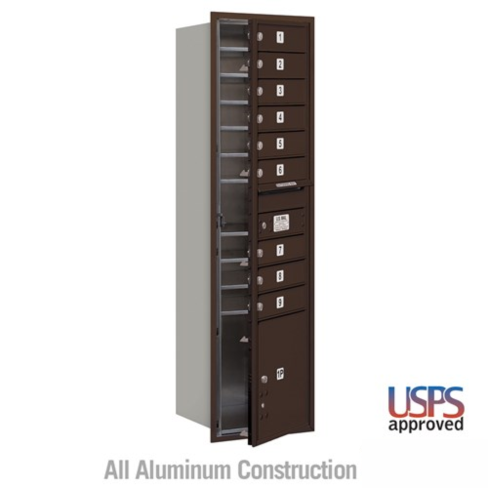 Salsbury Maximum Height Recessed Mounted 4C Horizontal Mailbox | 9 Doors and 1 Parcel Locker with USPS Access - Front Loading