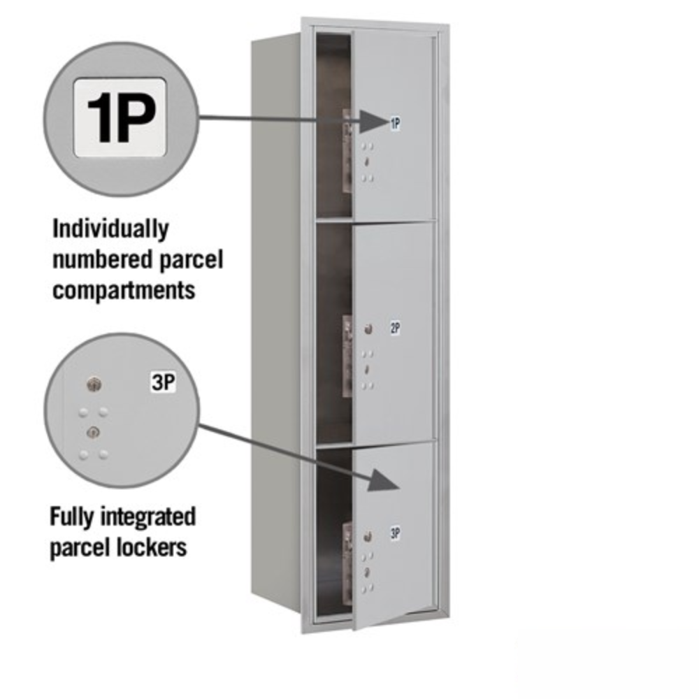 Salsbury Maximum Height Recessed Mounted 4C Horizontal Parcel Locker | 3 Parcel Lockers with USPS Access - Front Loading