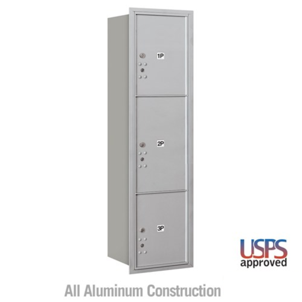Salsbury Maximum Height Recessed Mounted 4C Horizontal Parcel Locker | 3 Parcel Lockers with USPS Access - Rear Loading