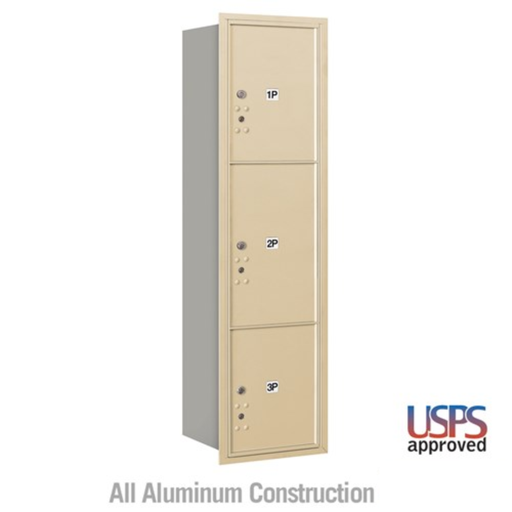 Salsbury Maximum Height Recessed Mounted 4C Horizontal Parcel Locker | 3 Parcel Lockers with USPS Access - Rear Loading