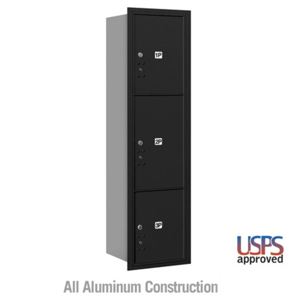 Salsbury Maximum Height Recessed Mounted 4C Horizontal Parcel Locker | 3 Parcel Lockers with USPS Access - Rear Loading