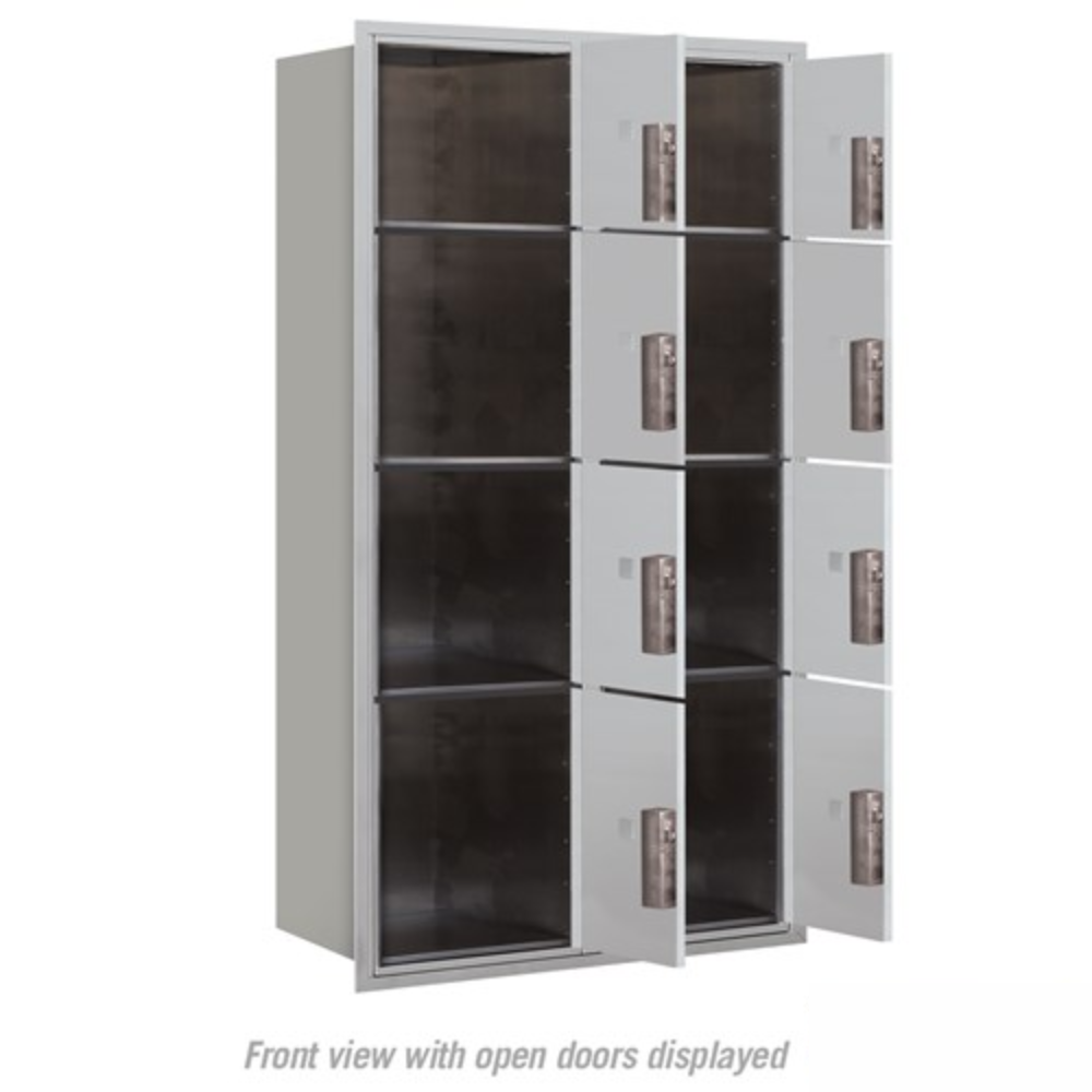 Salsbury Maximum Height Recessed Mounted 4C Horizontal Parcel Locker | 8 Parcel Lockers with USPS Access - Front Loading