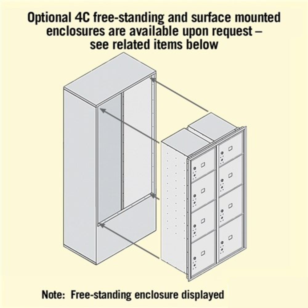 Salsbury Maximum Height Recessed Mounted 4C Horizontal Parcel Locker | 8 Parcel Lockers with USPS Access - Front Loading