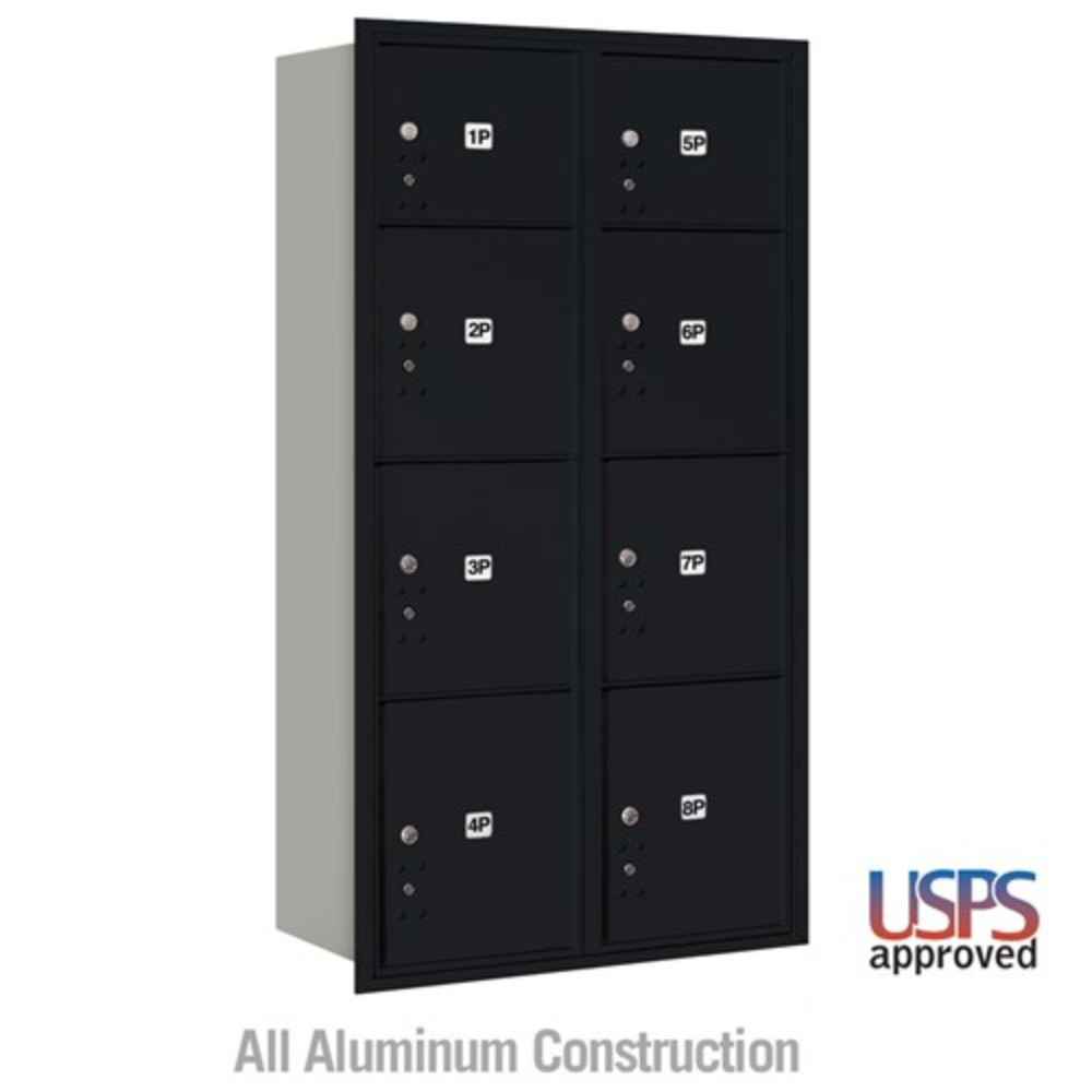 Salsbury Maximum Height Recessed Mounted 4C Horizontal Parcel Locker with 8 Parcel Lockers with USPS Access - Rear Loading