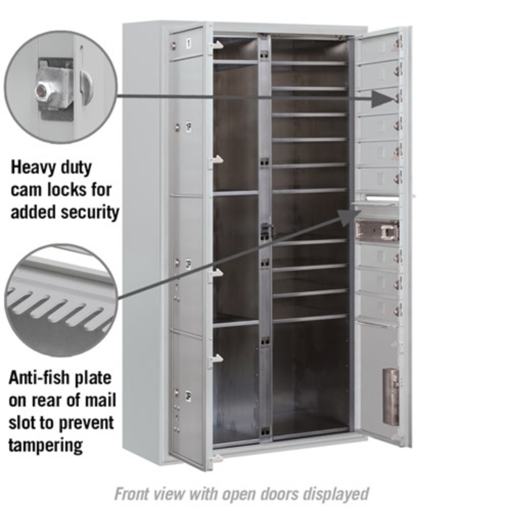Salsbury Maximum Height Surface Mounted 4C Horizontal Mailbox | 10 Doors and 4 Parcel Lockers with Private Access