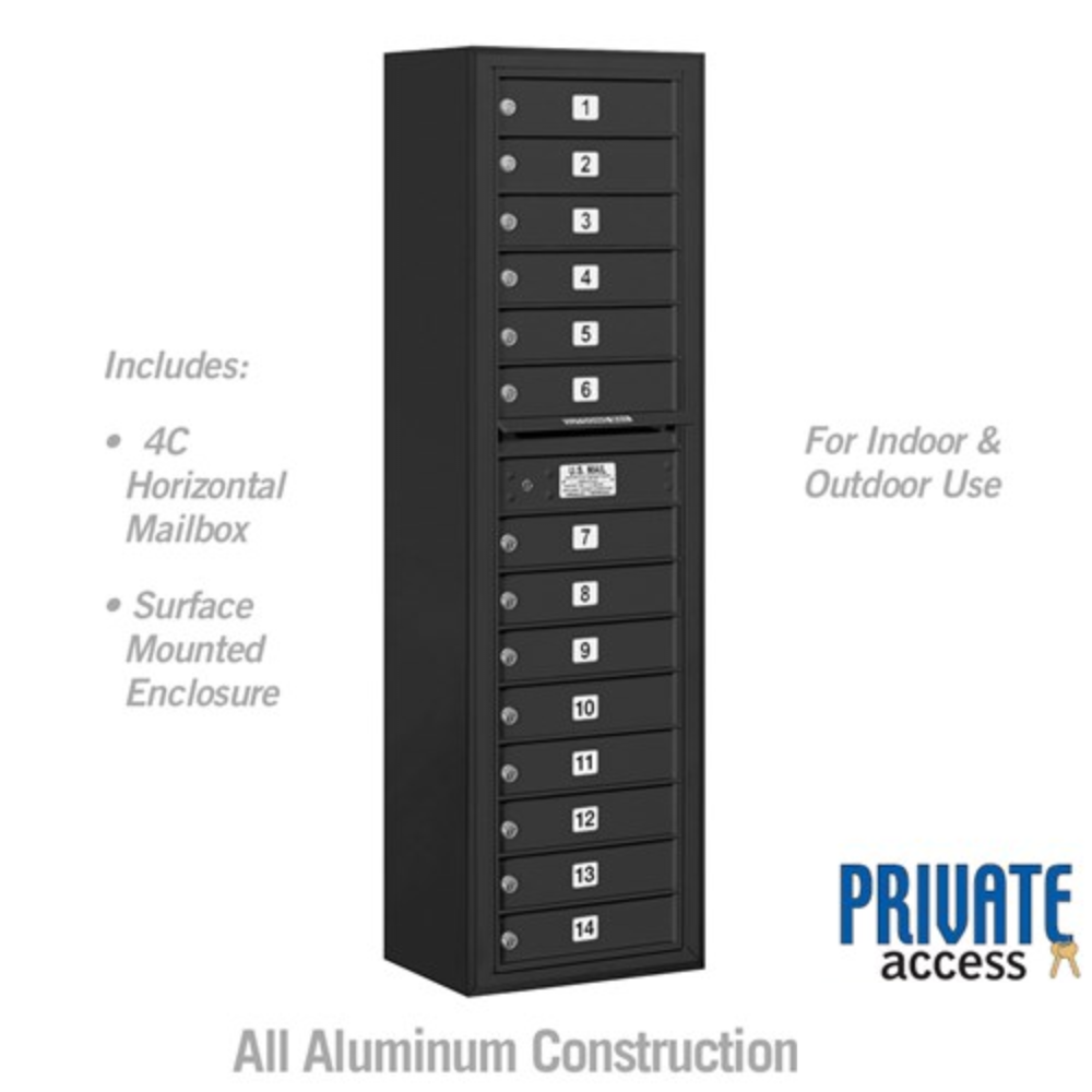 Salsbury Maximum Height Surface Mounted 4C Horizontal Mailbox | 14 Doors with Private Access