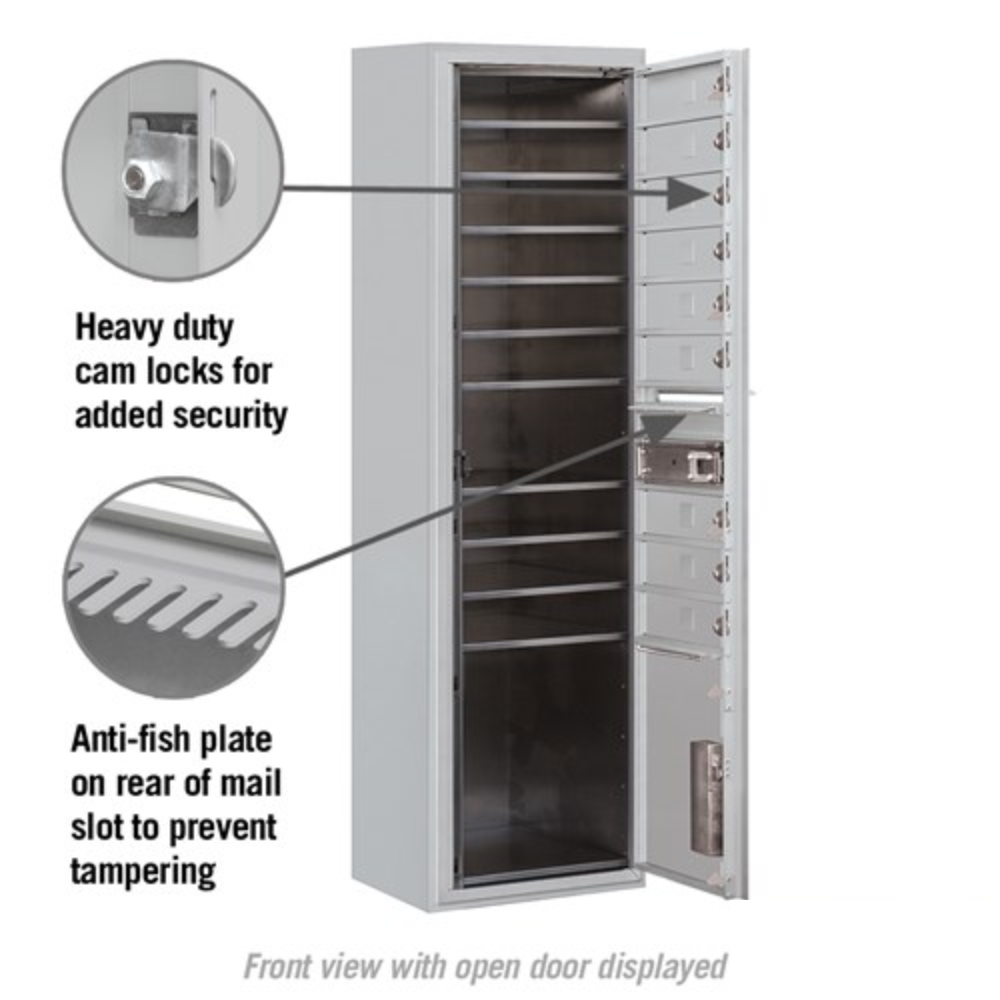 Salsbury Maximum Height Surface Mounted 4C Horizontal Mailbox | 9 Doors and 1 Parcel Locker with Private Access