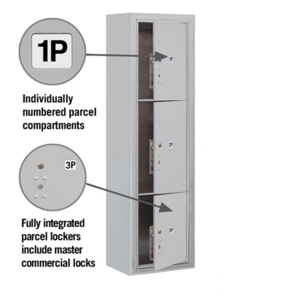 Salsbury Maximum Height Surface Mounted 4C Horizontal Parcel Locker | 3 Parcel Lockers with Private Access