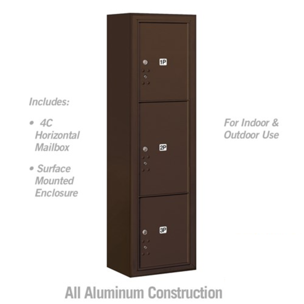 Salsbury Maximum Height Surface Mounted 4C Horizontal Parcel Locker | 3 Parcel Lockers with Private Access