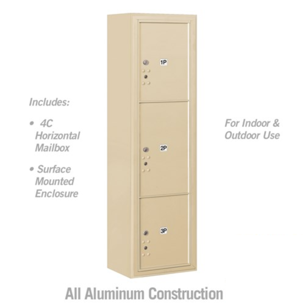 Salsbury Maximum Height Surface Mounted 4C Horizontal Parcel Locker | 3 Parcel Lockers with Private Access