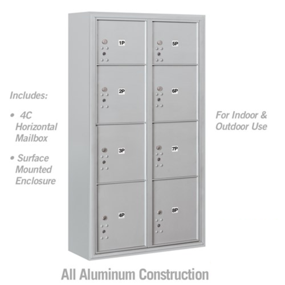 Salsbury Maximum Height Surface Mounted 4C Horizontal Parcel Locker | 8 Parcel Lockers with Private Access