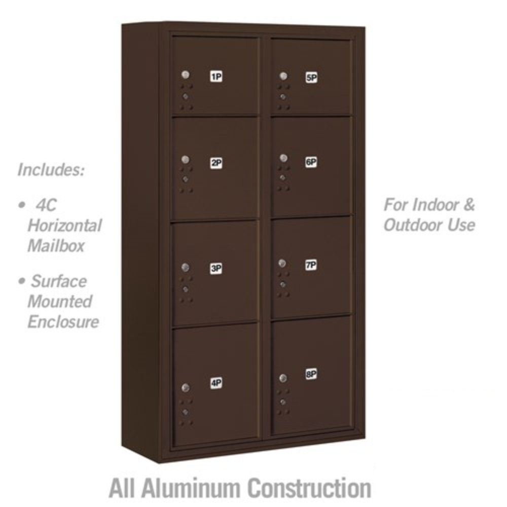 Salsbury Maximum Height Surface Mounted 4C Horizontal Parcel Locker | 8 Parcel Lockers with Private Access