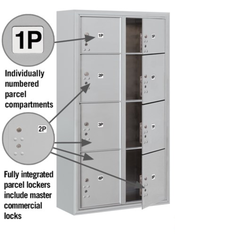 Salsbury Maximum Height Surface Mounted 4C Horizontal Parcel Locker | 8 Parcel Lockers with Private Access