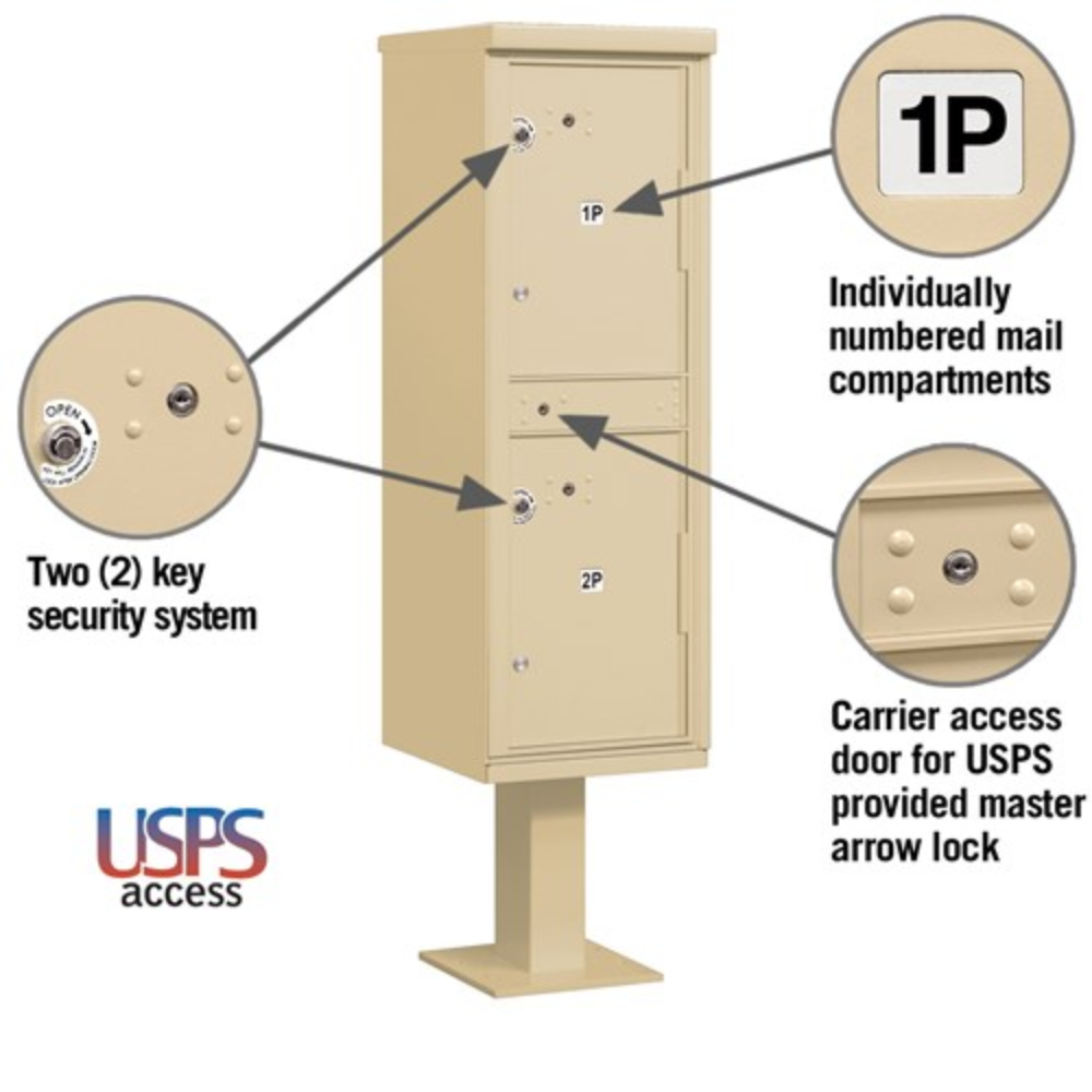 Salsbury Outdoor Parcel Locker | 2 Compartments with USPS Access – Type 1
