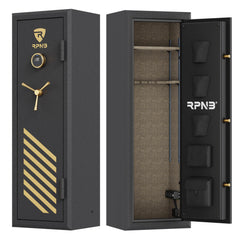 RPNB 10 Gun Fireproof Biometric Digital Safe for Pistols and Rifles, Black-RPFS10-B