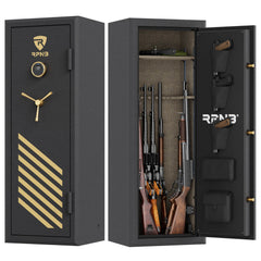 RPNB 14 Gun Large Fireproof Biometric Digital Rifle Safe for Pistols and Rifles, Black-RPFS14-B