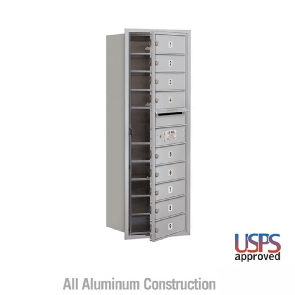 Salsbury 11 Door High Recessed Mounted 4C Horizontal Mailbox | 9 Doors with USPS Access - Front Loading
