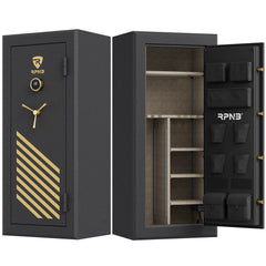 RPNB 24 Gun Large Fireproof Biometric Fingerprint Gun Safe for Pistols and Rifles, Black-RPFS24-B