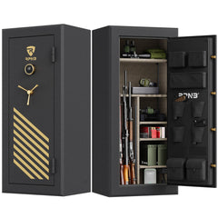 RPNB 24 Gun Large Fireproof Biometric Fingerprint Gun Safe for Pistols and Rifles, Black-RPFS24-B