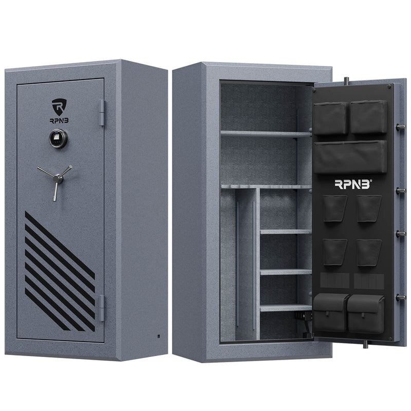 RPNB 30 Gun Large Fireproof Digital Fingerprint Long Gun Safe for Pistols and Rifles, Grey-RPFS30-G