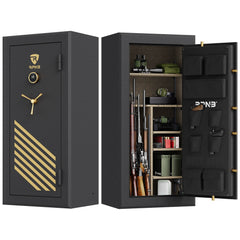 RPNB 30 Gun Large Fireproof Biometric Fingerprint Long Gun Safe for Pistols and Rifles, Black-RPFS30-B