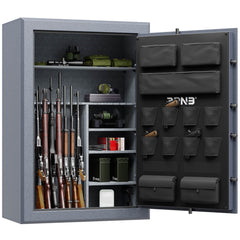 RPNB 45 Gun Large Fireproof Biometric Digital Rifle Gun Safe for Pistols and Rifles, Grey-RPFS45-G